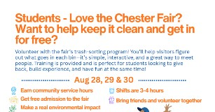 Chester Fair Seeks High School Volunteers to Support “Zero Waste” Initiative